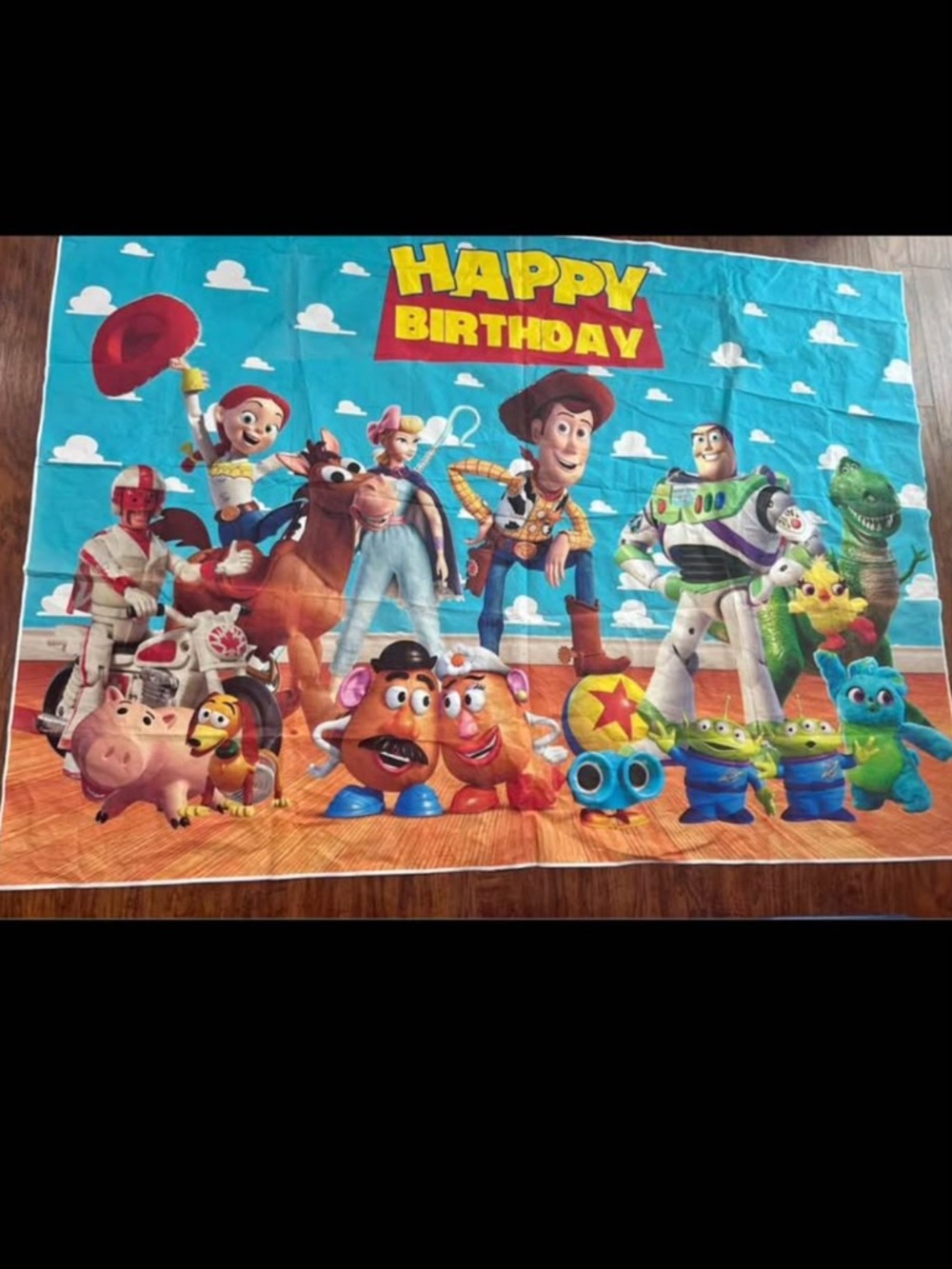 Toy Story Blue 'Happy Birthday' Backdrop - Party Decoration
